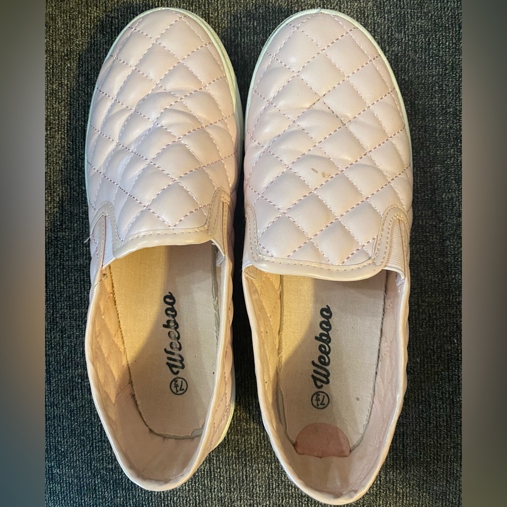 Leather Pink Slip on Loafers 7.5